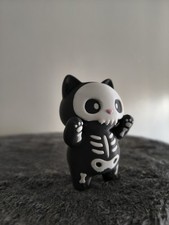 Skeleton Cat Boo Figurine 3D Printed Halloween Black Cat Spooky Cute Decor 8cm picture