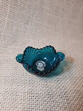 Vintage Shirley Temple Glass Mini Trinket Dish Nut Bowl Teal Green Reproduction picture