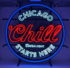 Beer Lager Chicago Chill Starts Here Vivid LED Neon Sign Light Lamp With Dimmer picture
