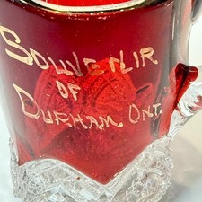 DURHAM ONTARIO CANADA Ruby Red Flash Souvenir Glass TRINKET CREAMER picture