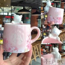 NEW Starbucks Cute Pink Sakura Cat Coffee Mug Cup Cherry Blossom Christmas Gift picture
