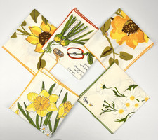 5 Vintage Vera Neumann Napkins Mixed Sunflowers Daisies Daffodils Garden Salad picture