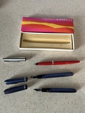 Vintage Parker Burgundy w/Stainless Steel Cap & Chrome Trim Fountain Pen + 2  picture