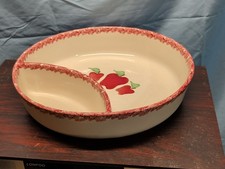 Neher Pottery Apple Chip Dip Dish Vintage 1997 Red Sponge Ceramic 11.5