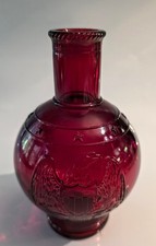 Vtg Weaton N.J. Glass Fire Extinguisher Bottle Ruby Red Eagle Shield & Stars picture