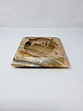 Vintage mid century carved polished Onyx marble natural stone square ashtray picture