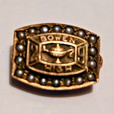 Bowen High School Vintage Pin Original 1929 Initials EN 10k Gold picture