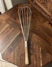 Vintage Commercial Jumbo Whisk 23 inch Heavy Metal Wooden Handle Giant Kitchen picture