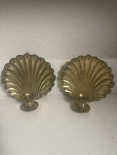 Vintage Brass Clamshell Candle Holder Wall Sconces picture