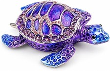 Elegant Hinged Purple Sea Turtle Trinket Box - Perfect Gift for Women picture