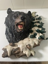 LARGE 20 X 17 BLACK BEAR HEAD - WALL MOUNT-REALISTIC LOOK-CABIN DECOR picture