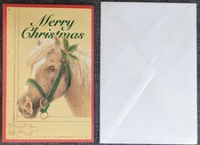 Vintage Grand Award Christmas Cards Pack Horse in Stable Equestrian & Envelopes picture