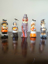 Vintage ’80s Kmart Thanksgiving Pilgrim Figural Wax Candle Lot Set 5pc NOS picture