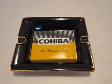 Vintage Cohiba La Habana Cuba Xonex Ceramic Cigar Ashtray Black Yellow Gold picture
