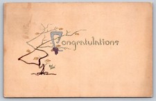 Antique VTG 1913 Hand Painted Congratulations Postcard Abelart Shop Rare Stamped picture