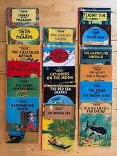 Hergé Adventures of Tintin Book Lot, 17 large paperback books, great condition picture
