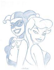 Harley & Ivy Portrait Convention Blue Line Sketch by Batman Animator-Art Drawing picture