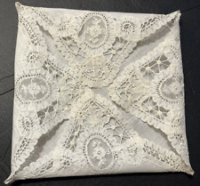 Antique Medallion Chemical Lace Bridal Fine Linen Gorgeous Handkerchief 10