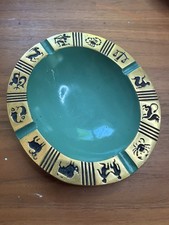 Vintage MCM Heavy Solid Brass 1950s Ashtray Enameled Zodiac Signs DAYAGI Israel picture