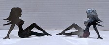 VINTAGE Barjan polished chrome Silhouette Lady Luck Mudflap Girl Set of 2 RARE picture
