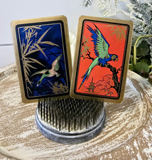 Vintage Art Deco Playing Card Pair, Bird Card, Trade Swap Cards, Hummingbird picture