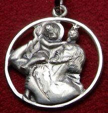 Carmelite Nun's BEAUTIFUL Vintage Sterling Silver Saint Christopher Rosary Medal picture