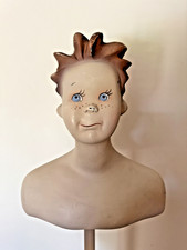 Vintage Mannequin Bust Boy Brown Hair Store Display Including Adjustable Stand picture