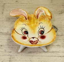Vintage Grantcrest Japan Handpainted Rabbit Face Plaque MCM Retro Wall Decor picture