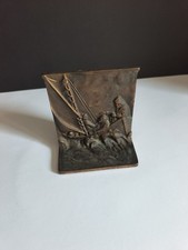 ANTIQUE BRONZE NAUTICAL MARITIME SEA FISHERMAN BOAT SHIP ART STATUE USA BOOKEND picture
