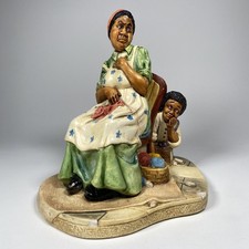 Naturecraft Little Rascal #855 England Figurine Mother Child Sewing 1975 Vintage picture