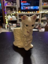 Vintage Ceramic Cat Planter White Pink Black 3D Effect Glossy finish picture