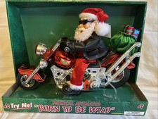 VINTAGE Dan Dee, Santa On Motorcycle Biker, Musical Born to be Wild, In BOX picture