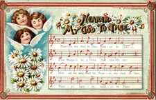 Vintage 1910 Nearer My God to Thee Music Postcard with Angels & Daisies picture