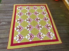 Antique OHIO 1880's Tree of Life  Quilt  Green Red and White 74'' x 59'' picture