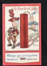 G98 Patriotic Antique Postcard July 4th Political Washington Firework Brit Gen picture