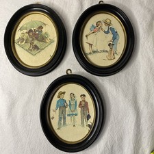 Set Of 3 Norman Rockwell Me And My Pals Series Pictures With Matching Frames picture