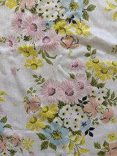 Vintage Pequot No Iron Muslin Flower Floral Cottagecore Twin Flat Sheet Crafter picture