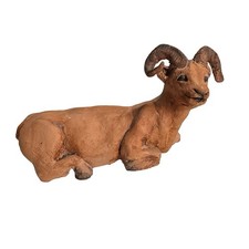 Vtg Mieke Clark Signed Terra Cotta Pottery Bighorn Sheep Ram Figurine Sculpture picture