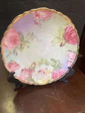 Victorian Pink Roses & Gold Hand Painted Porcelain Cabinet Artist signed Martin  picture