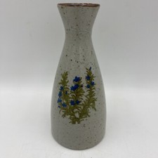 Takahashi Bud Vase Gray with Blue Floral 5 1/4