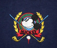 Vintage 90s Mickey Mouse Golf Shirt Mens L Mickey & Co Navy Blue Made USA NWT picture