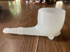Antique White Milk Glass Pipe-shaped Match/toothpick Pipe Holder Ashtray picture