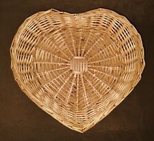 Vintage Heart-Shape Woven Wicker Basket For Decorative Storage Or Tray 15x13x3in picture