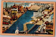 1951 Ocean Park, California Amusement Pier Playground to the West Postcard picture