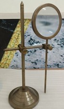 Solid Brass Magnifying Glass Vintage Adjustable Stand Magnifier Gift Handmade picture