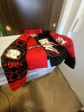 Vintage 2006 JH Design Betty Boop Jacket Split Color Embroidered Varsity XXL picture