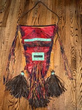 VINTAGE NATIVE  TRIBAL LARGE AFRICAN  TUAREG LEATHER FRINGE BAG picture
