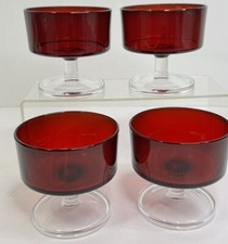 Luminarc France Ruby Red Champagne Cocktail Sherbet Glasses Set Of 4 picture