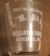 vintage pre pro shot glass J.M. Davis Mercantile Liquor store Minneapolis Minn picture