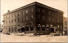 RPPC Ida Grove IA Hotel Baxter Room Marked Autos Bench photo postcard EP5 picture